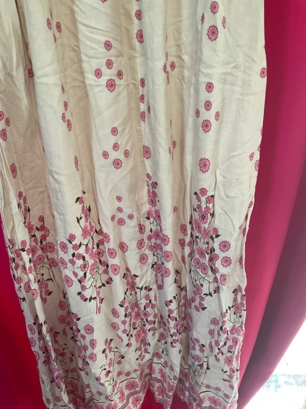 Japna Cream Maxi Dress with Pink Floral Print - Picture 4 of 8